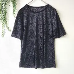 23区】『M』ベロア シースルー カットソー 半袖 黒 38 トップス