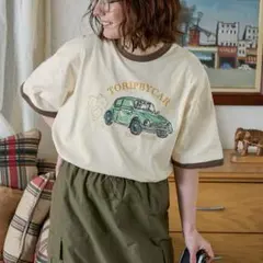 ヴィンテージライク アソートプリント リンガー半袖Tシャツ