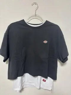 Dickies レイヤード風 半袖Tシャツ ブラック ホワイトのサムネイル