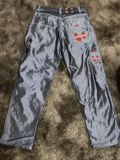 WUTANG ウータンクラン オーバーサイズ 光沢 シルバーデニム バギー