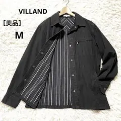 ビランド 2枚重ね 厚手 メンズシャツ ジャケット ポケット多数 ブラック M