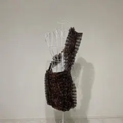 RODEO CROWNS ヒョウ柄フリルデザインショルダーバック　チュール生地