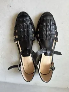 steven alan レザーメッシュサンダル　ブラック　38のサムネイル