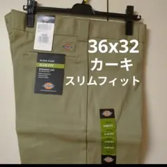 新品 36x32 KHK スリムフィット ワークパンツ ディッキーズ カーキ