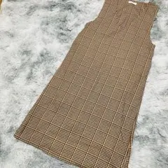 美品✨サマンサモスモスブルー ガンクラブチェック Vネックジャンスカ F 茶系