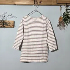 ボーダー【M】ストライプ 五分袖 ボートネック Tシャツ シンプル 無印良品 綿