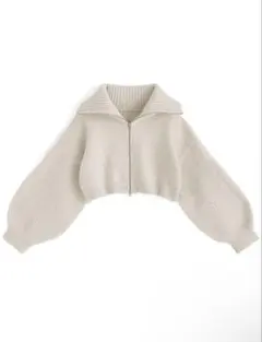 GRL グレイル ダブルジップウールミックスニットショート丈カーディガン