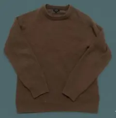 BEAMS ビームス ウール・シルク混 クルーネックニット ブラウン Lサイズ