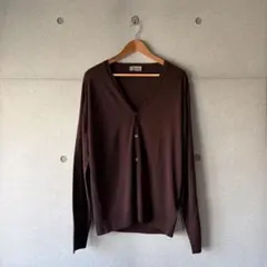 JOHN SMEDLEY Vネック カーディガン バーガンディ