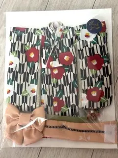 ブライス リカちゃん 着物セット 矢絣 椿柄