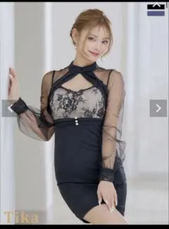 Tika 黒のレースシースルーナイトドレス