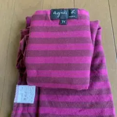 agnes b. タートルネック 長袖カットソー パープル ボーダー T1のサムネイル