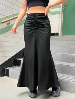 ブラックマーメイドスカート ギャザー
