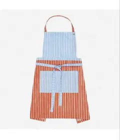 ④marimekko エプロン ストライプ レッド×ライトブルーのサムネイル