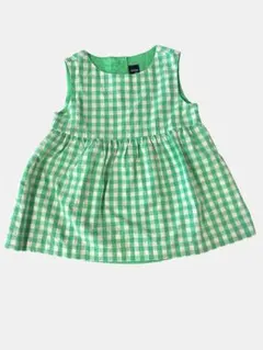 GAPギンガムチェック ノースリーブワンピース 緑 綿100 裏地付き 夏服のサムネイル