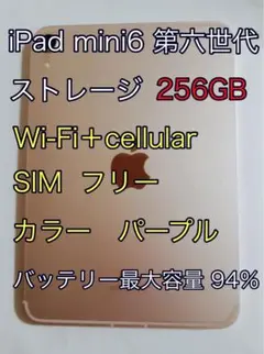 iPad mini6 256GB パープル cellular 【ジャンク】