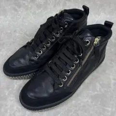 GEOX ジェオックス スタッズ レザー ハイカットスニーカー 黒 23.0のサムネイル