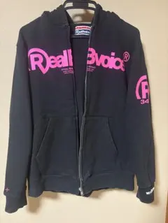 RealBvoice ジップアップパーカー ブラック ピンク　リアルビーボイス