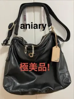 aniary アニアリ ハーフムーン レザーショルダーバッグ ブラック 極美