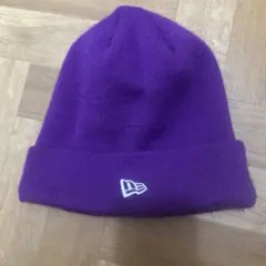 Neweraニューエラニットキャップビーニー紫ブラック無地ロゴ刺繍無地プレーン