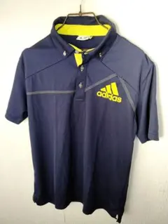adidas ポロシャツ L ネイビー/イエロー