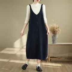 ニットワンピース セーター 大きいサイズ ジャンパースカート 無地 Vネック