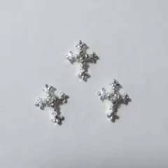 ネイルパーツ 十字架 ダイヤ シルバー