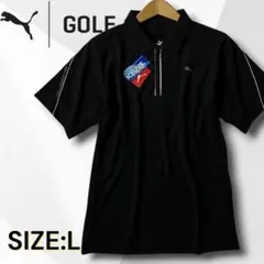 定1.3万 L プーマ ゴルフ 吸汗速乾 ハーフジップ 半袖 ポロシャツ 黒