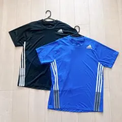 adidas トレーニングTシャツ 2枚セット ブラック ブルー