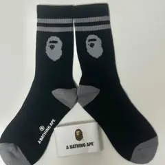 A BATHING APE アベイシングエイプ ボーダー 靴下 黒 グレー