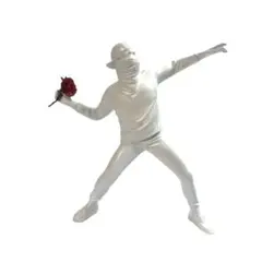 Banksy バンクシー 花を捨てる少年 フィギュア 像 ホワイト