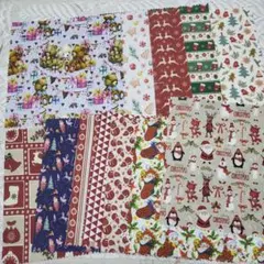 可愛い綿のクリスマス生地/カットクロスの12枚セット①