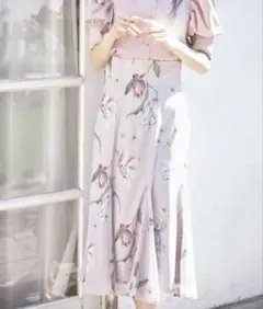 tocco closet フラワープリントバックレースアップマーメイドスカートMのサムネイル