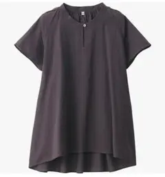 無印良品 強撚ボイルフレンチスリーブブラウス　ブラウン　XLサイズ