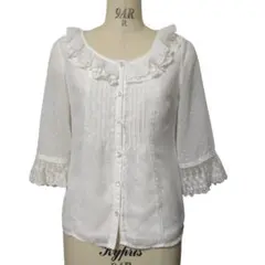 セシルマクビー　シフォン　フリル　ブラウス　フェアリーグランジ　y2k ホワイト