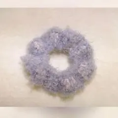 水色　シュシュ　ハンドメイド　編み物　ヘアアクセサリー
