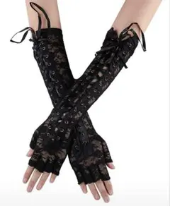 SHEIN レースアップ ゴシック パーティーグローブ ブラックのサムネイル
