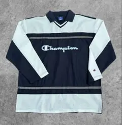 Champion 長袖 ポロシャツ 刺繍ロゴ ビッグロゴ