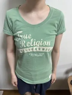 True Religion レディース 半袖 Tシャツ グリーン ロゴプリントのサムネイル