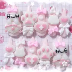 ネイルチップ 量産型 地雷系 平成女児 現品 ピンク 白