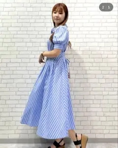 AndCouture ウエストタック バックリボン シャツワンピース