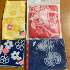 スヌーピータオルハンカチ2点、ふんわりタオル2点　未使用品