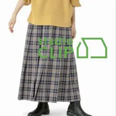 スタディオクリップ　チェックプリーツスカート　グレー　Mサイズ　ウエストゴム