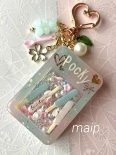 シャカシャカキーホルダー＊箱ポッキー　桜＊シェイカー