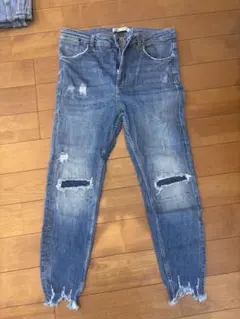 ZARA ダメージ加工 ライトブルーデニム