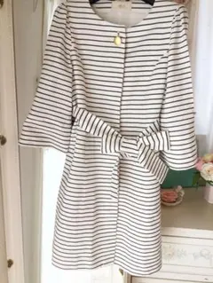 FRAY I.D 七分袖 ノーカラーコート 共布ベルト付き