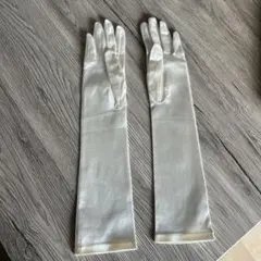 アイボリー サテン風 ロングウェディンググローブ