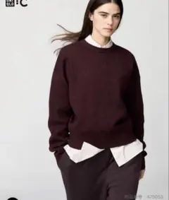 UNIQLO ユニクロ スムースコットンクルーネックセーター ボルドー ワイン