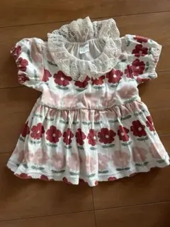 花柄 ベビー ワンピース レース襟付き