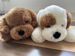 【お値下げしました】犬のぬいぐるみ 白と茶色のサムネイル